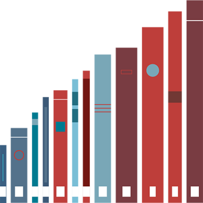 Graphic of books increasing in size