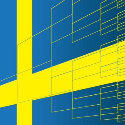 graphic of swedish flag with genealogy tree