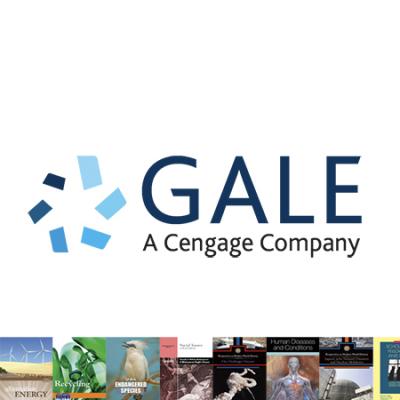 Gale logo with image row of items from Gale Library