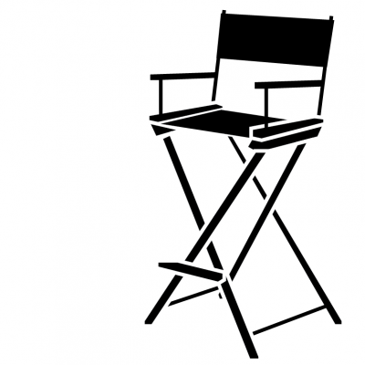 black and white illustration of a director's chair