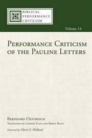 Performance criticism of the Pauline letters cover image cdn