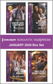 Harlequin romantic suspense January 2020 box set : Colton baby conspiracy ; Colton's lethal reunion ; Stalked in Conard County ; Navy SEAL's deadly secret cover image cdn