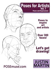Poses for Artists Volume 7 - Faces and Expressions : Pose Reference Book Series, #7 cover image cdn