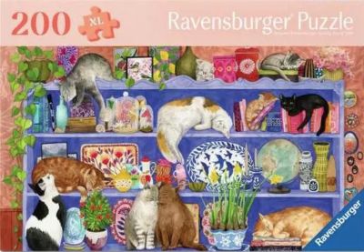 Cats on Shelf 200 piece puzzle cover image