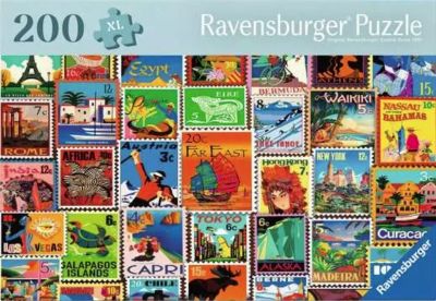 Travel stamps jigsaw puzzle cover image