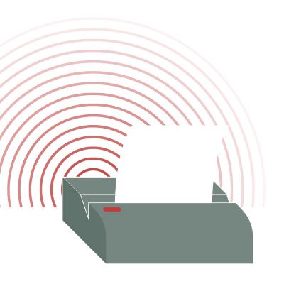 Graphic of printer with wireless symbol